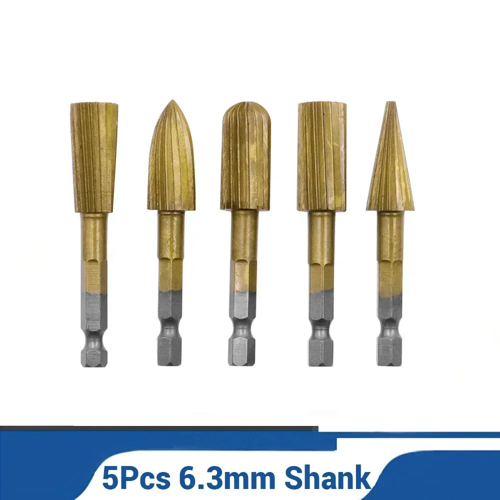 Woodworking Files And Rasps - 5Pcs Rotary Rasp File 6.3mm Burr