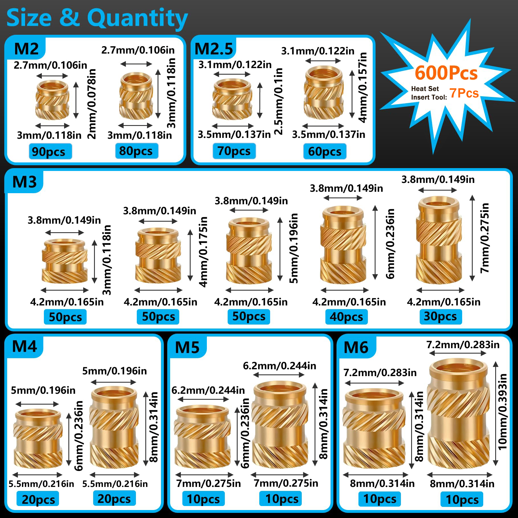 600Pcs M2-M6 Brass Threaded In – обзор и цена Woodworking Shops