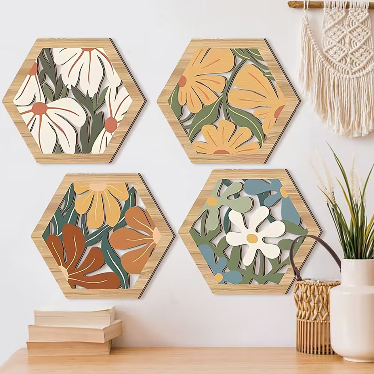 4Pcs Boho Floral Hexagon Woode – обзор и цена Xfasten Woodworking Tape